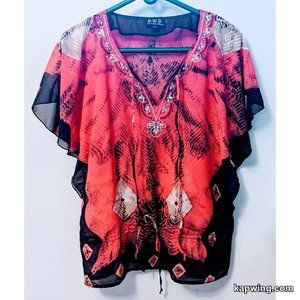 Jeweled Sheer Bathing Suit Cover Up Tunic Top